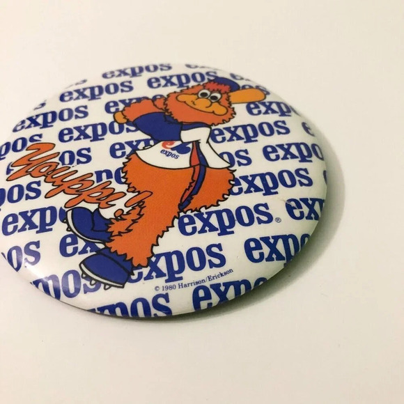Vintage 1980 Expos Mascot Youppi Baseball Pin Back Button - Picture 2 of 13
